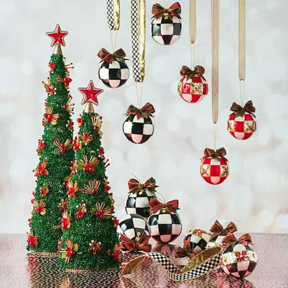 MacKenzie-Childs Jester Fancy Ornaments Large Set of 3 New